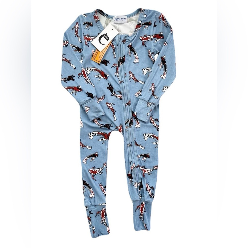 🇨🇦 Little Eyes Kids Bamboo Sleeper | Koi Fish | Baby Footie Pajamas One Piece